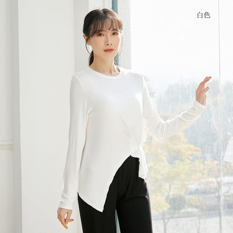 Cossita - Lange mouwen ronde hals effen asymmetrisch dans T-shirt