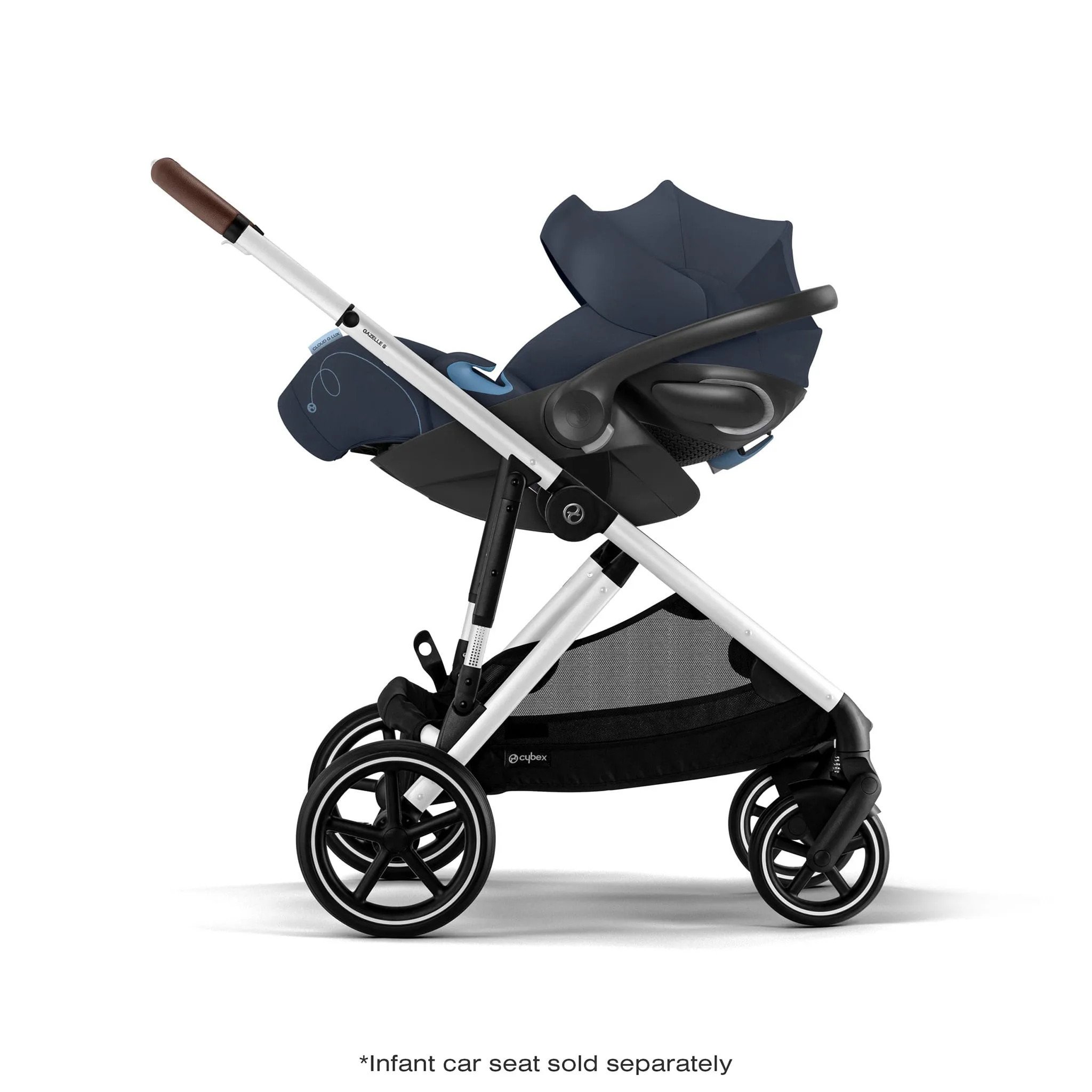 Cybex Poussette Double Gazelle S 2 – Châssis argent  Sièges Bleu Océan