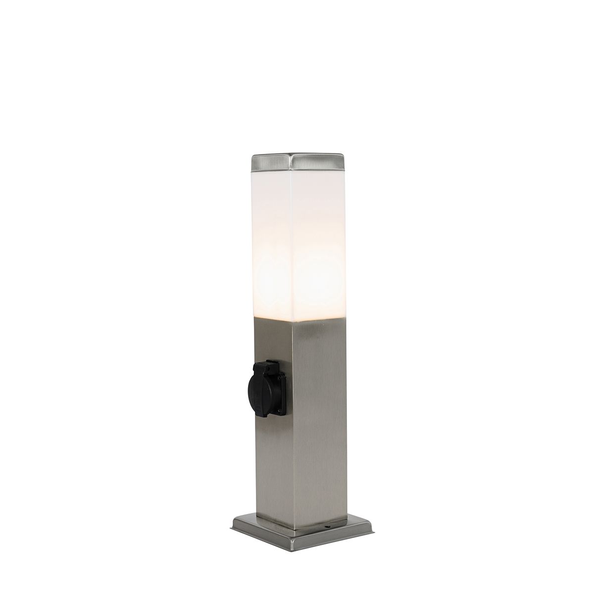 Moderne buitenlamp 45 cm staal met stopcontact IP44 - Malios