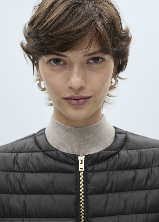 MANGO Pocket quilted jacket Black