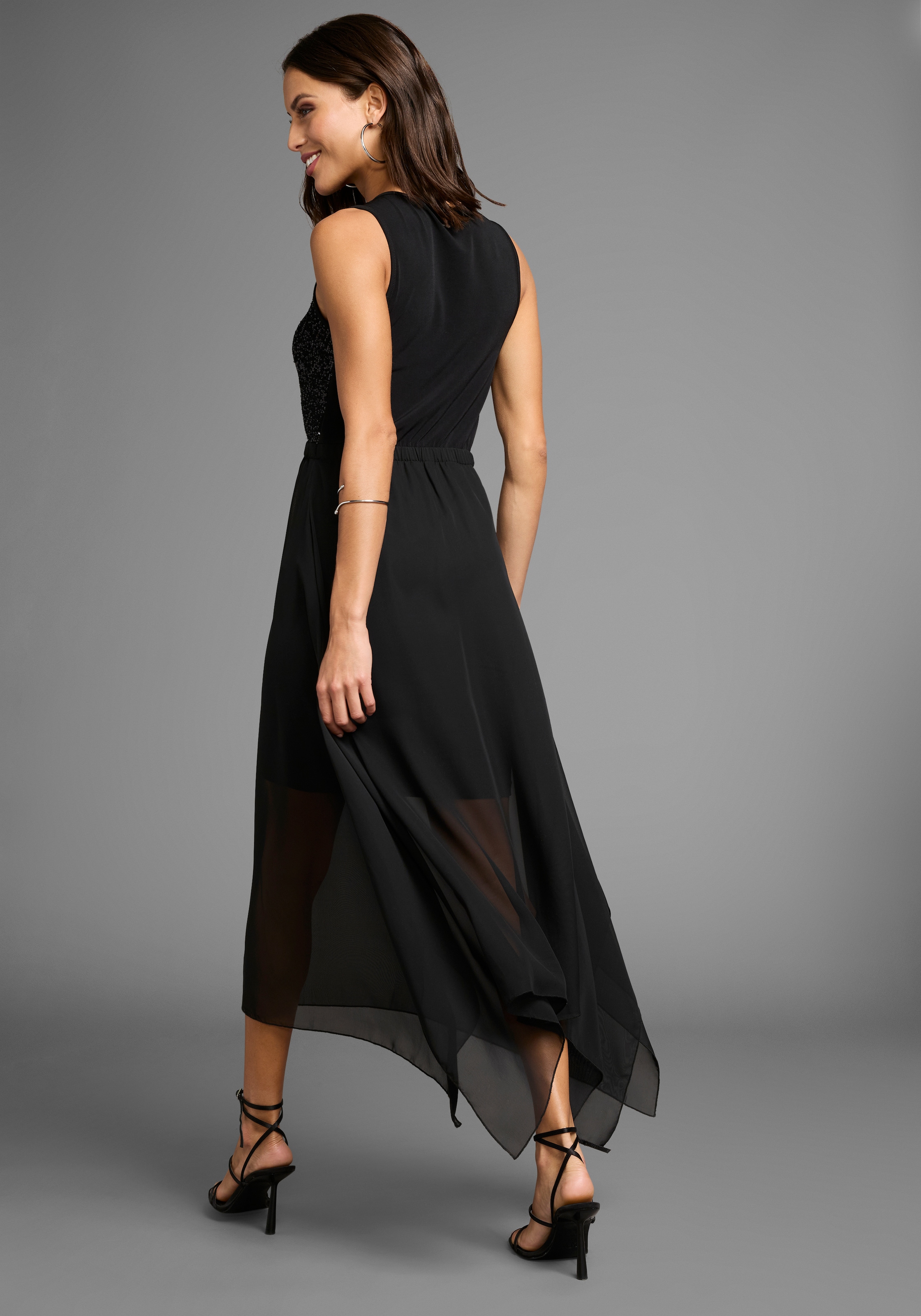 Laura Scott Abendkleid Ohne Taschen mit Pailletten im Oberteil, Cocktailkleid