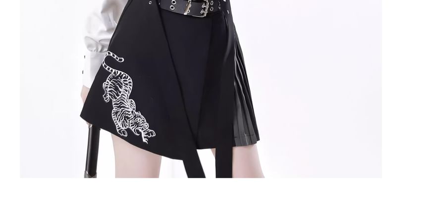 Florimi - Culottes met hoge taille en tijgerborduursel en accordeonplooien