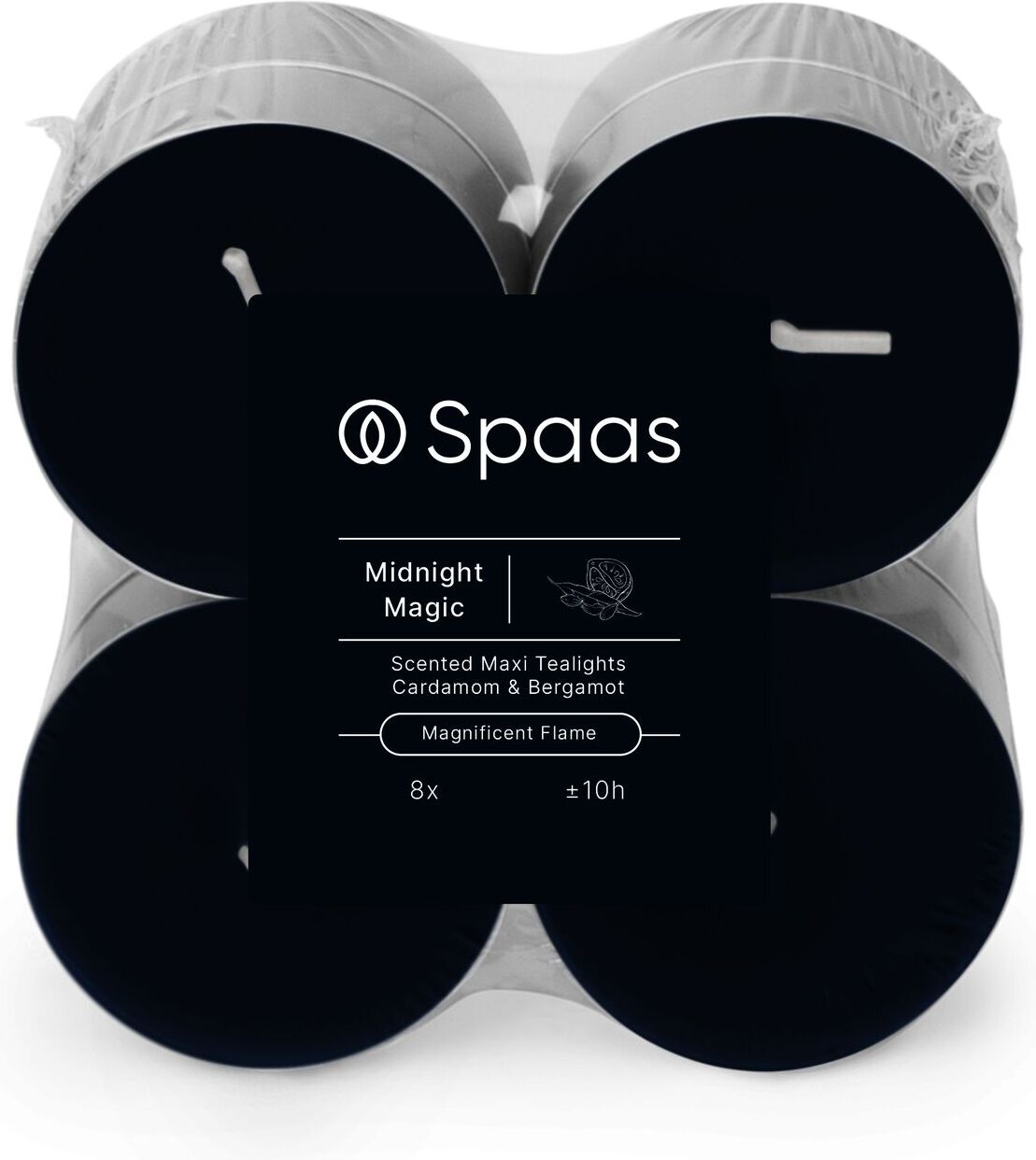 Spaas geurkaars Essential collection Midnight Magic blauw 10 uur D 6 H 2,1 cm 8 stuks