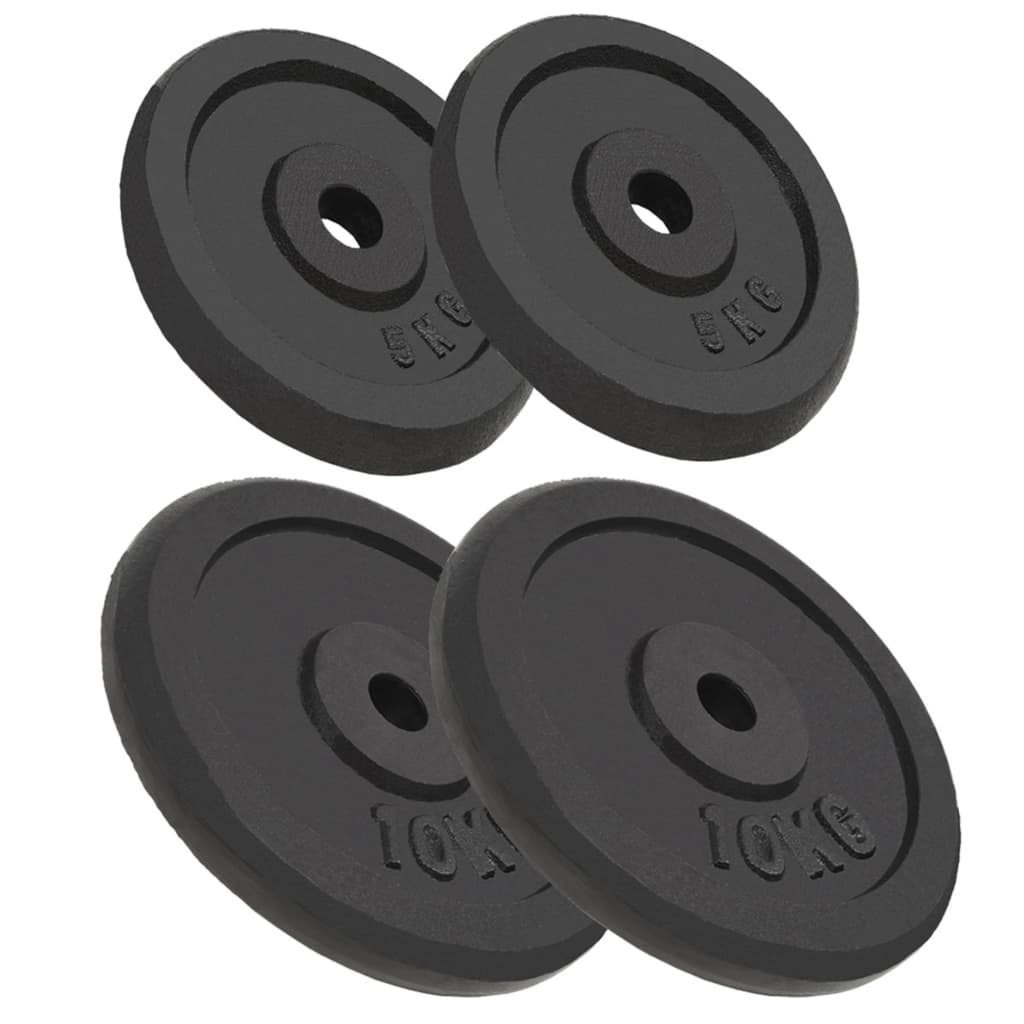 Discos de peso Vidaxl em ferro fundido, 4 unidades (2 x 10 kg + 2 x 5 kg)