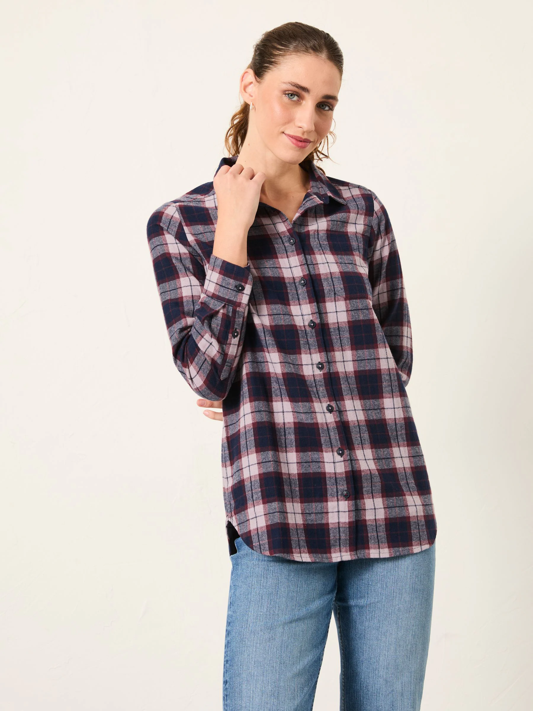 Donkerpaars - FatFace Long Sleeve Check Shirt
