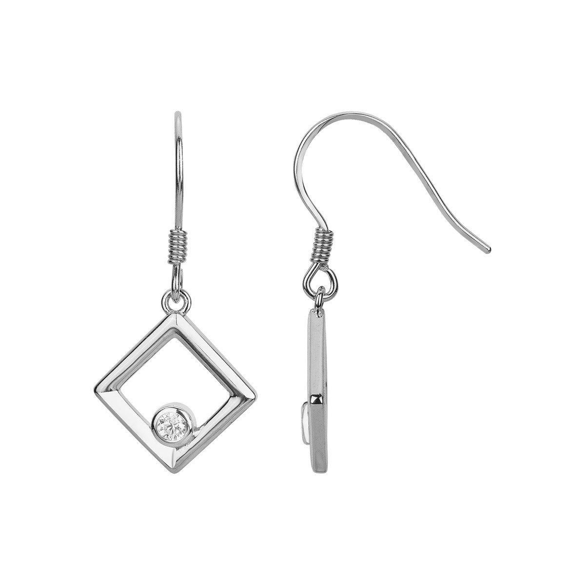 Boucles d'oreilles pendantes en Argent avec oxyde de zirconium blanc