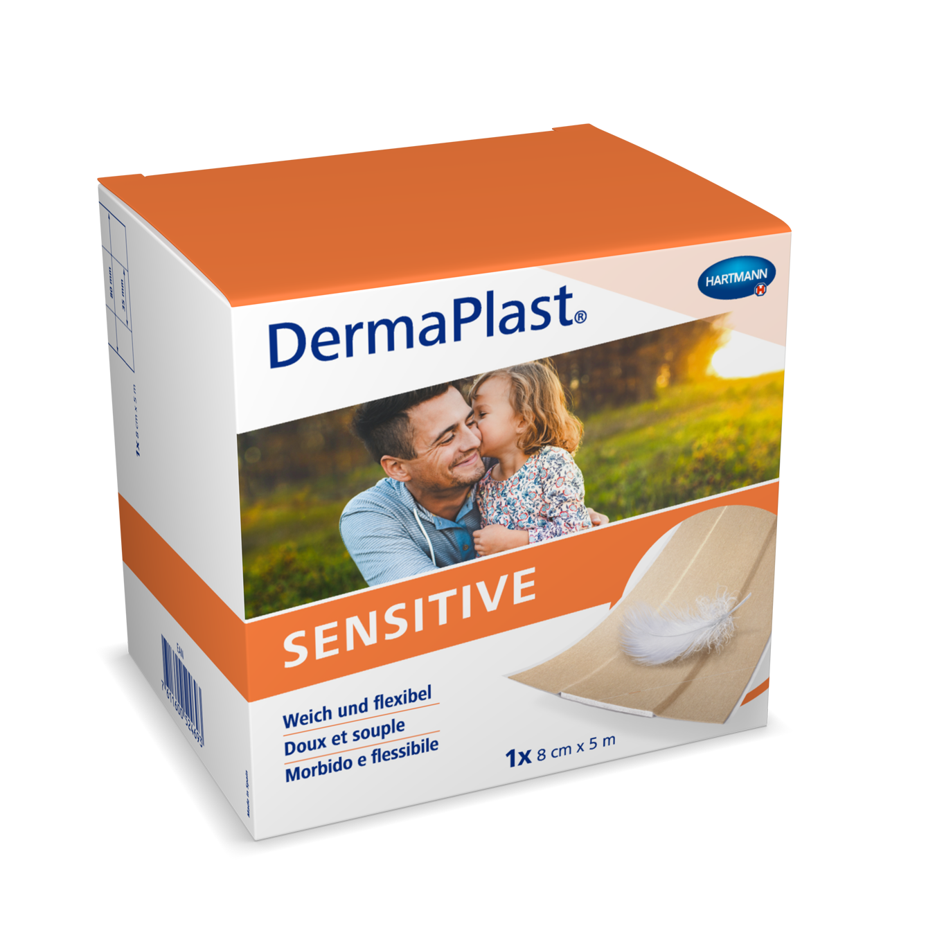 DERMAPLAST Sensitive Schnellverband 8cmx5m beige Rolle 1 Stk