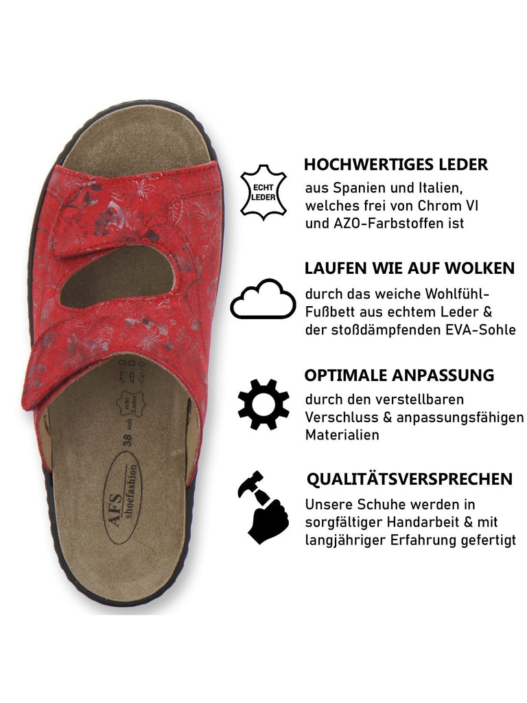 Hallux Pantoletten Damen Wechselfußbett rot