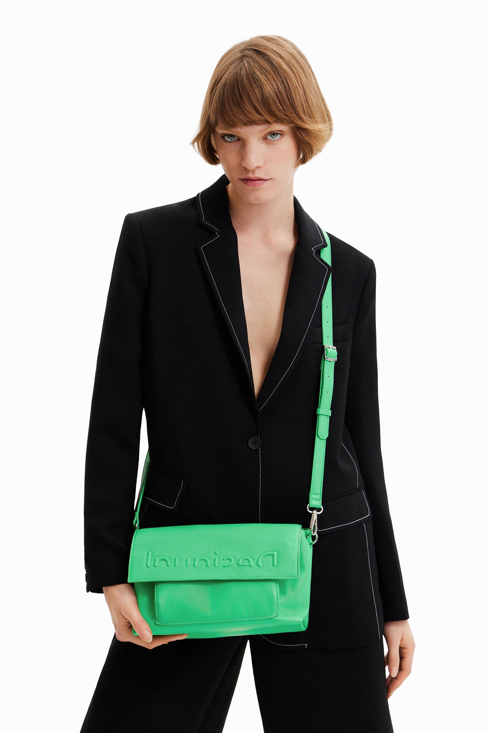 Sac à bandoulière moyen demi-logo
