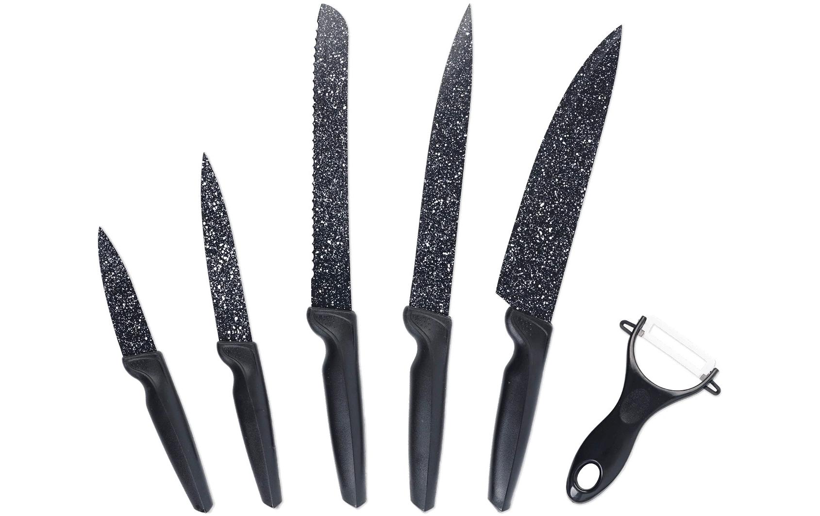 Messerset mit Sparschäler 6-teilig, SchwarzMesserset