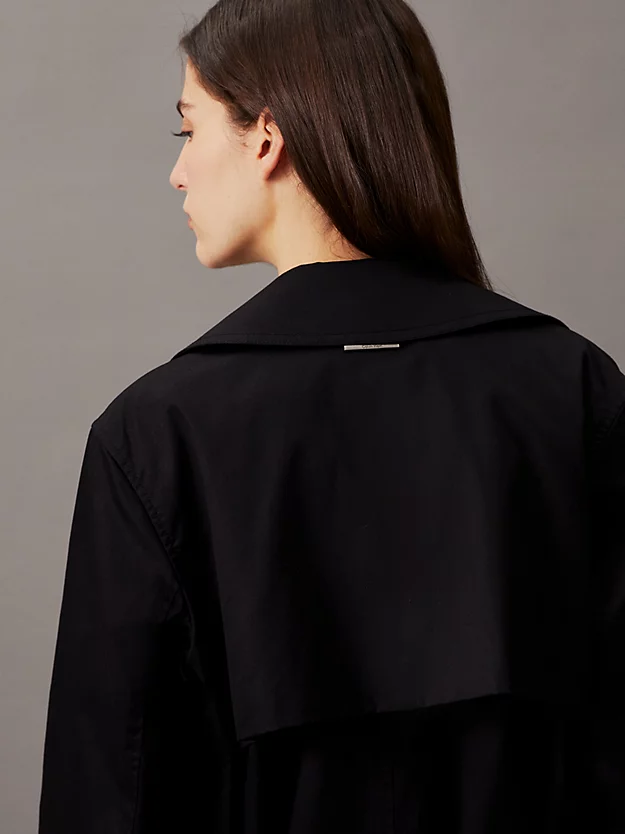 Trench coat de sarja de algodão