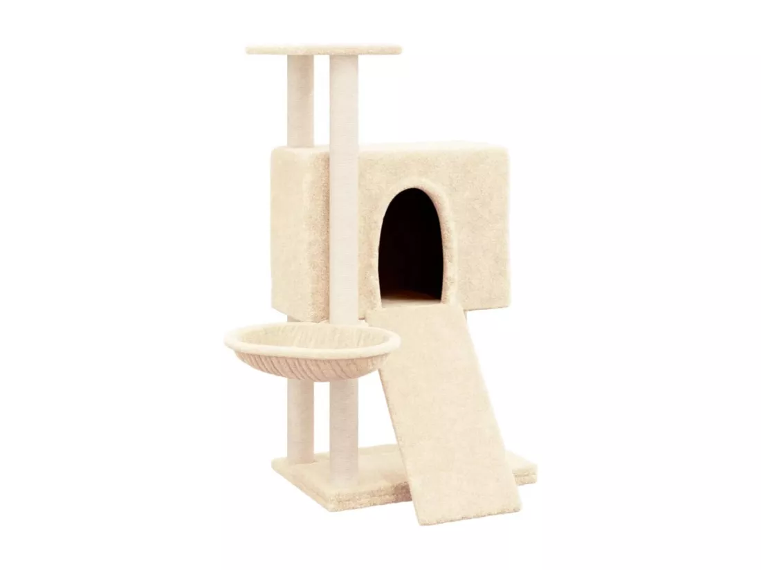 Arbre à chat avec griffoirs en sisal Crème 96 cm