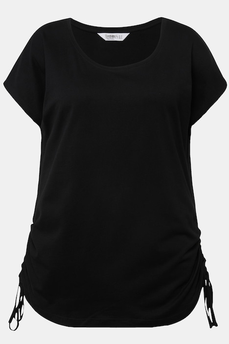 T-Shirt, oversized, Rundhals, seitliche Raffungen