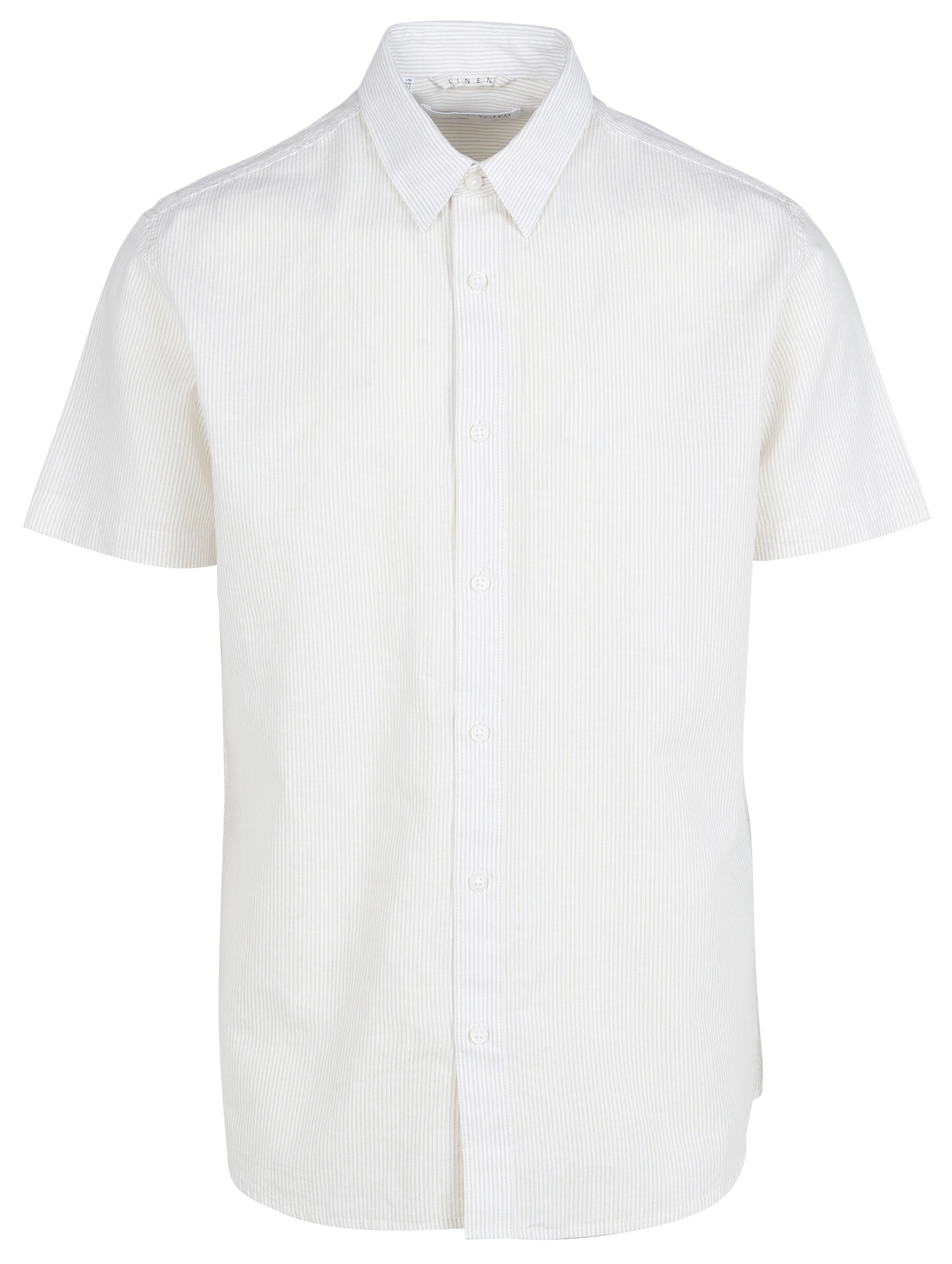 Chemise rayée en coton et lin | Beige