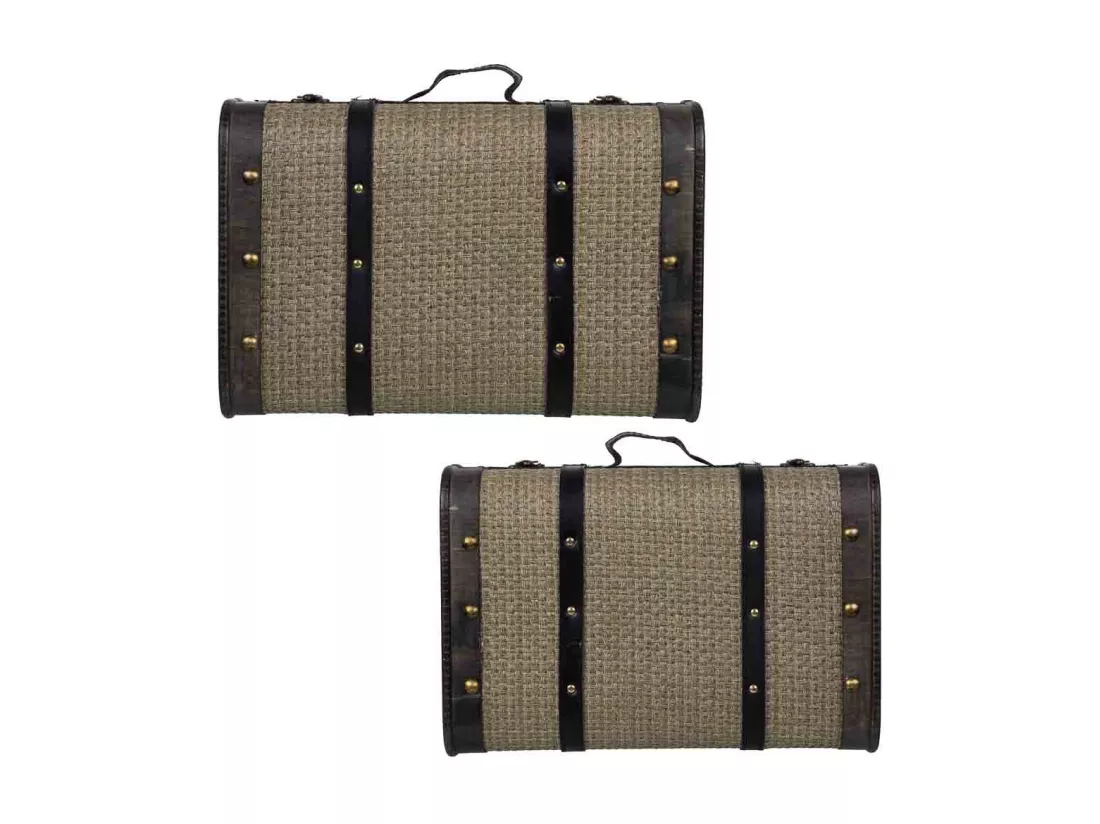 Valise en bois argenté 45x30x16/38