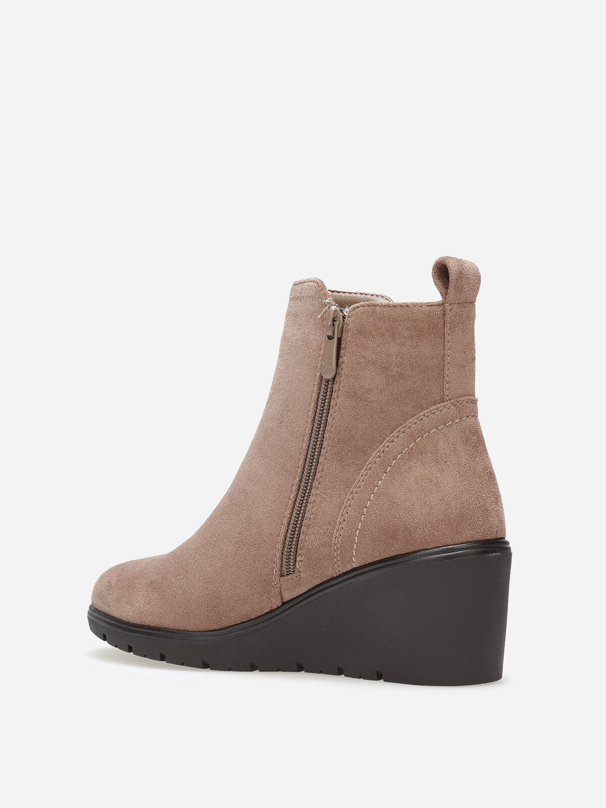 Bottines compensées en suédine- Taupe