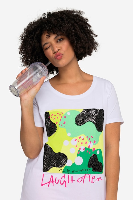 T-Shirt, Druck mit Schriftzug, Rundhals, Halbarm