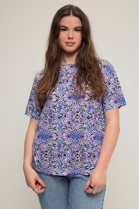 T-Shirt, oversized, grafischer Print, Rundhals, Halbarm