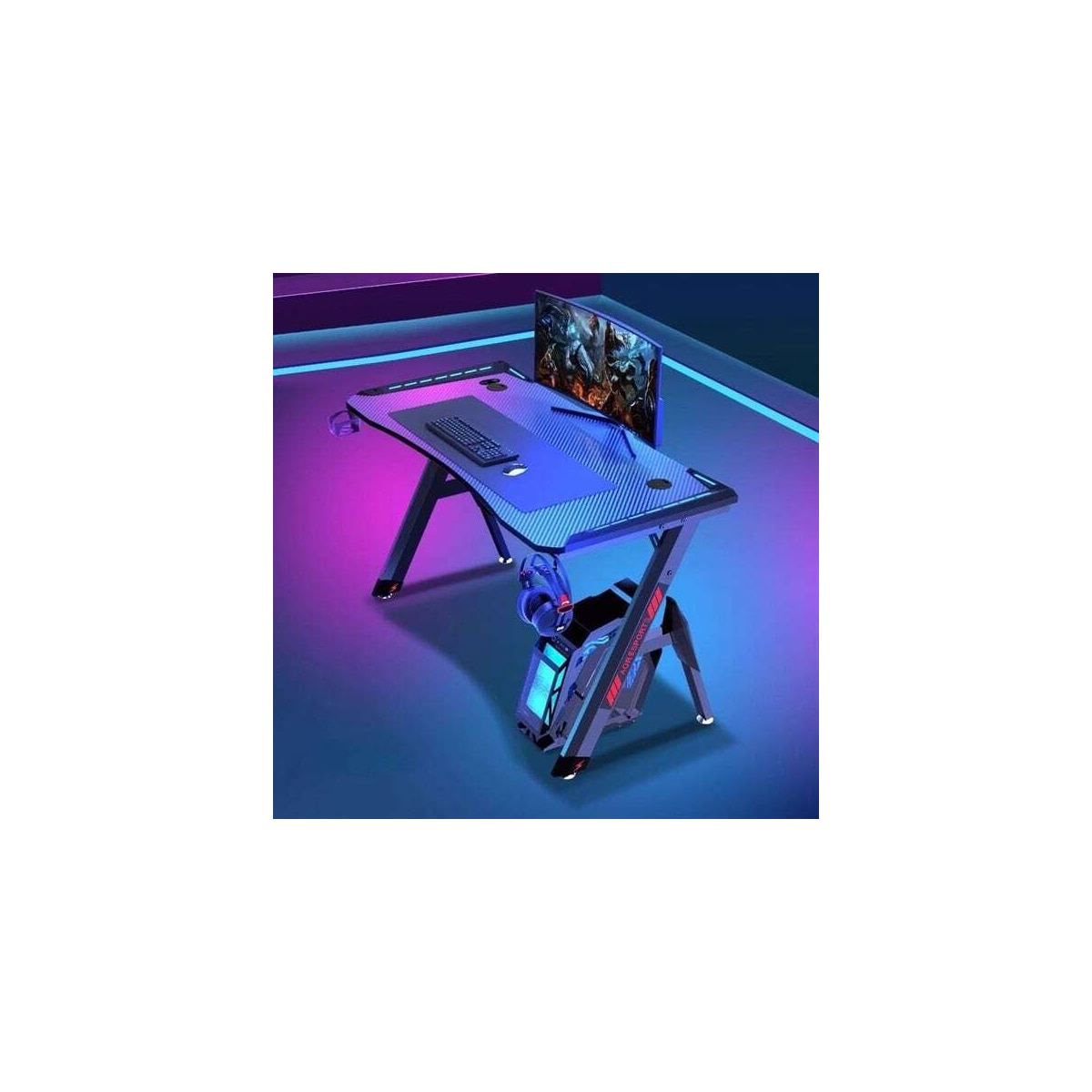 Gamingbord 140cm med RGB belysning - Svart