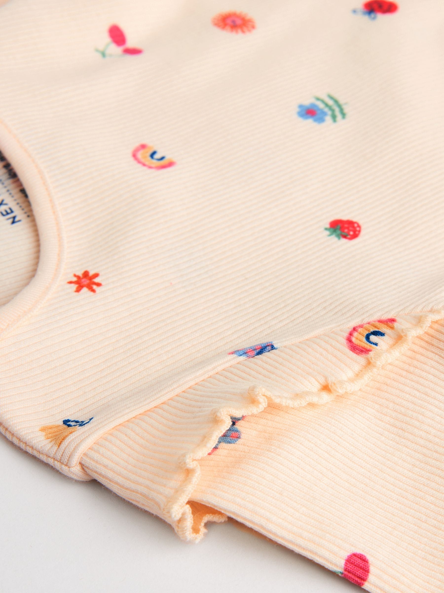 Roomkleurig met vrolijke figuurtjes - Top en Leggings 2 -delige Baby Set (0mnd-2jr)