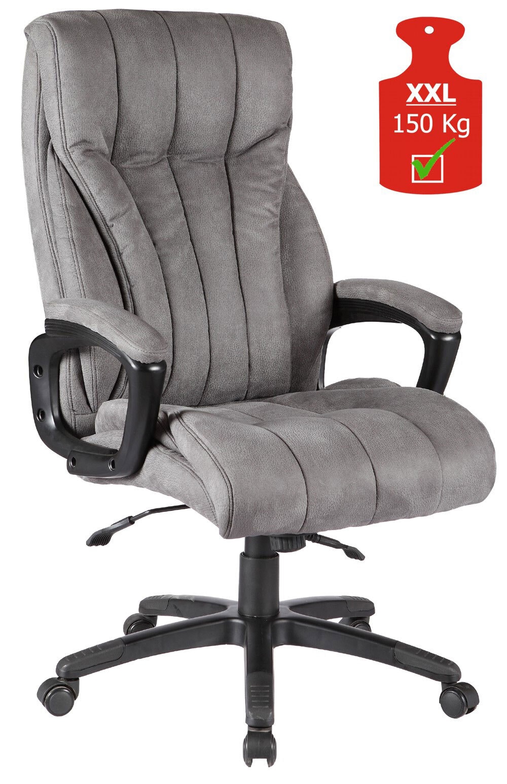Chefsessel JOHN XXL 150 kg Schwarz/ Grau
