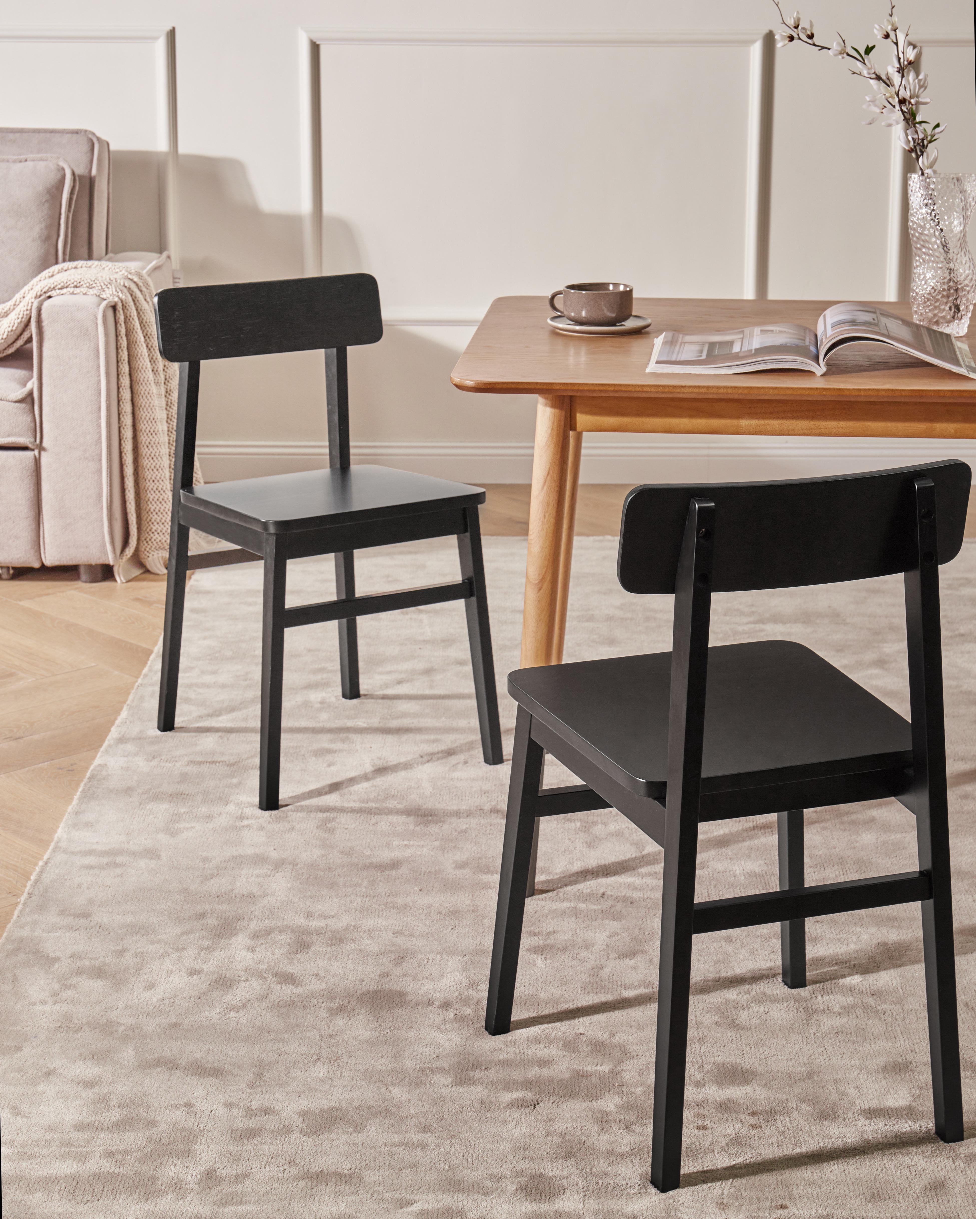 Set van 2 eetkamerstoelen GORRE Hout Zwart