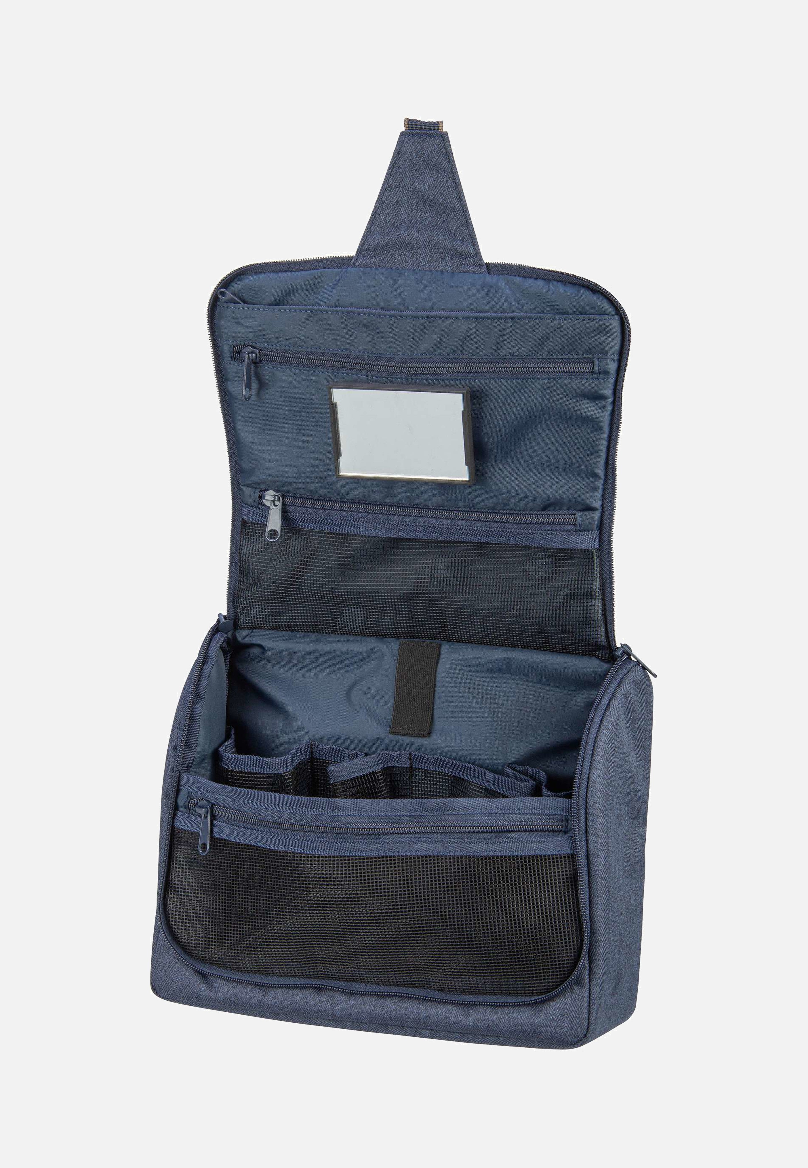 toiletbag XL Herringbone Dark Blue - Kulturbeutel