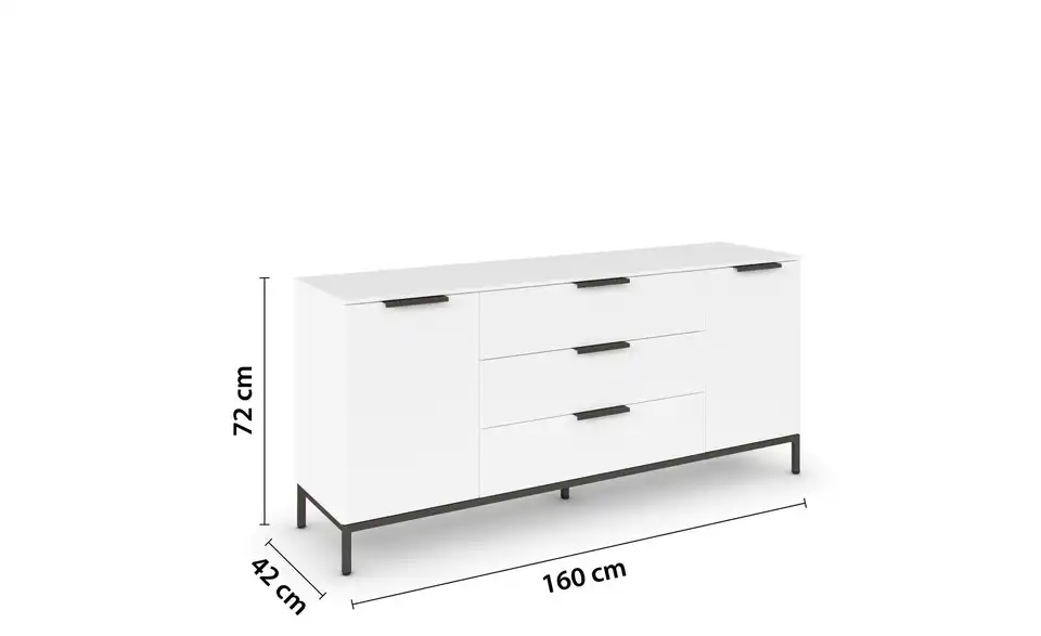 Sideboard Weiß Front: Dekor, Oberboden: Dekor Graphit