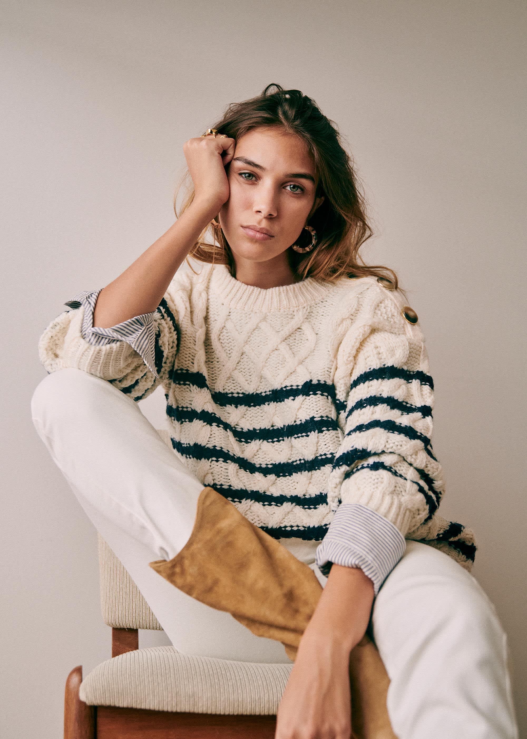 Pull James - Ecru / Marine - E-SHOP/MAILLE 5905462