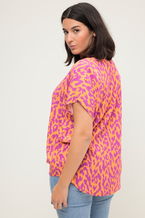 Blusenshirt, oversized, Animal Print, V-Ausschnitt
