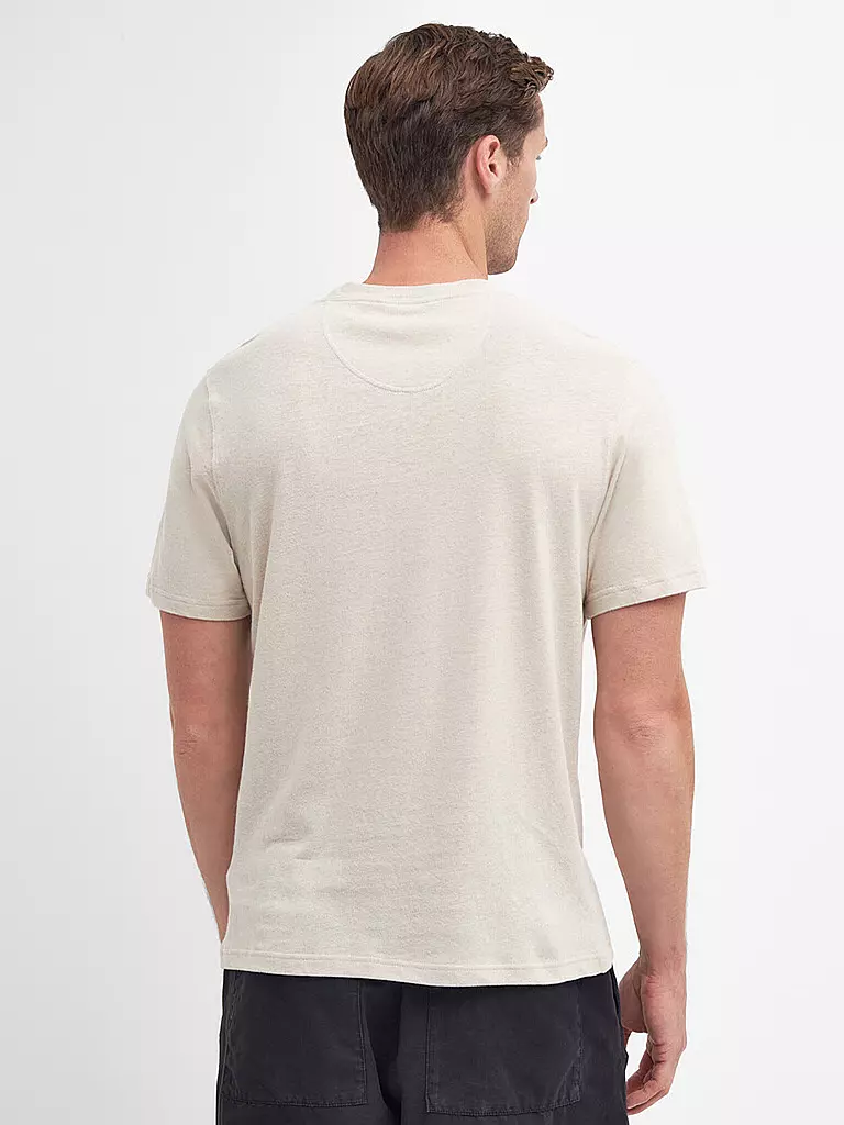 BARBOUR Leinen T-Shirt CLIFFE beige