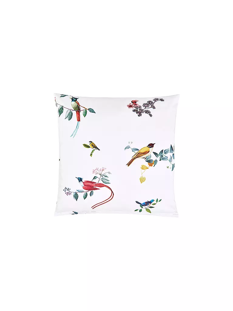 CHRISTIAN FISCHBACHER Satin Kissenbezug BOTANIC 70x90cm Weiss/Vogel weiss