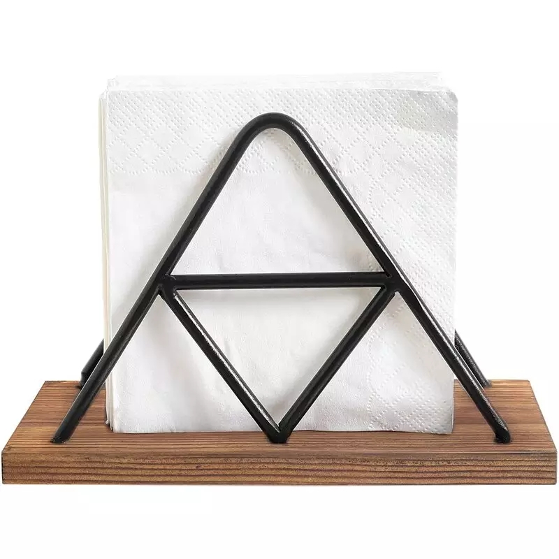 (18x12cm) Servietten Ständer Triangel Tischdeko Mundtuch Halter - Braun / Schwarz