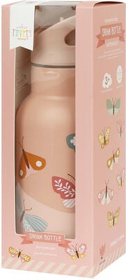 A Little Lovely Company Vannflaske Sommerfugl 350 ml, Rosa
