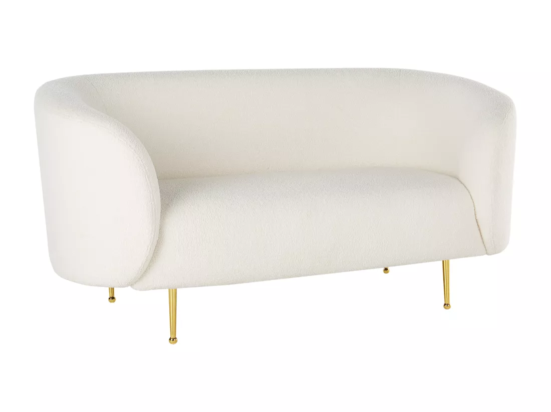 Canapé 2 places en tissu bouclé blanc LOEN