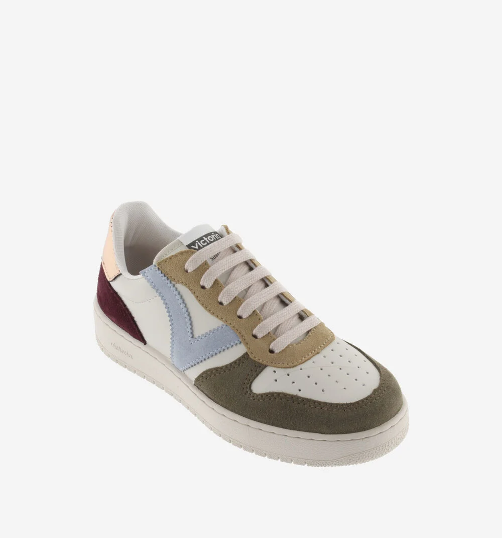MADRID CUIR FENDU MULTICOLORE Baskets pour femmes en cuir fendu multicolore KAKI
