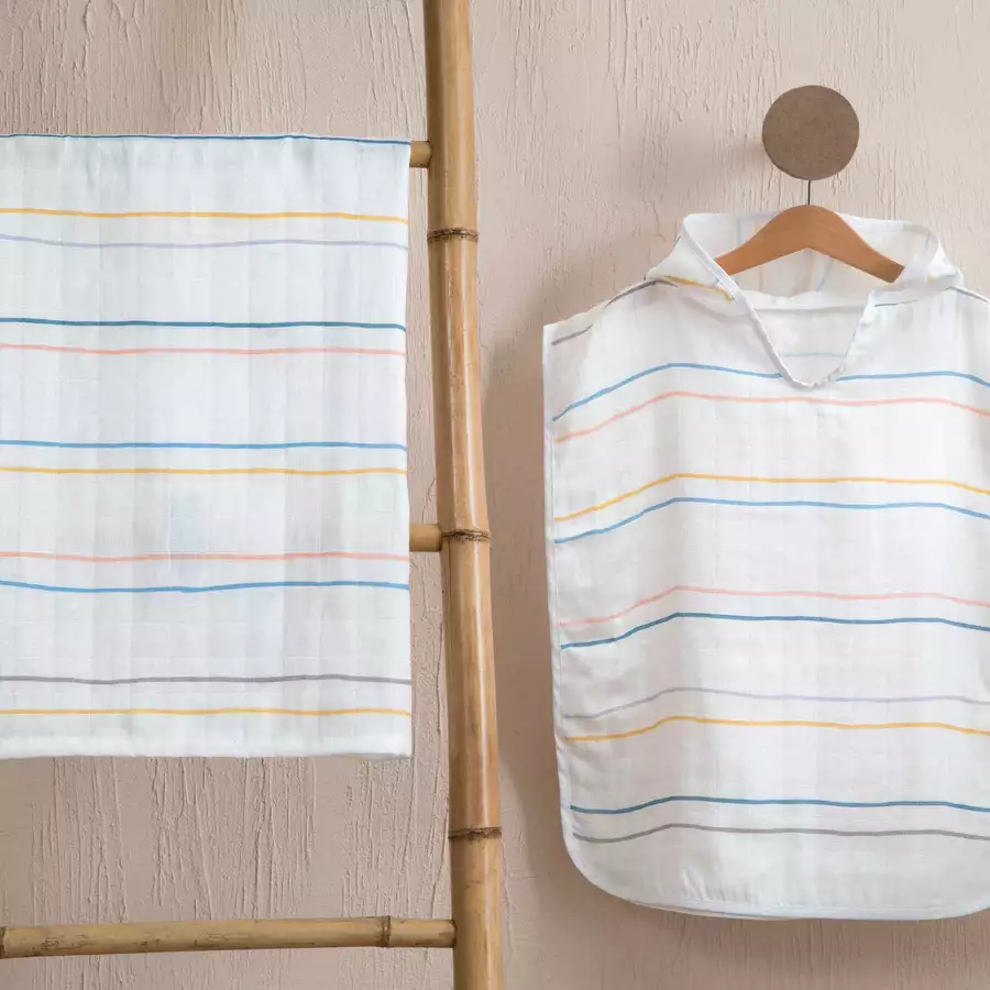 hibboux® Tagesdecken Musselin 120x120 Stripe Multicolor