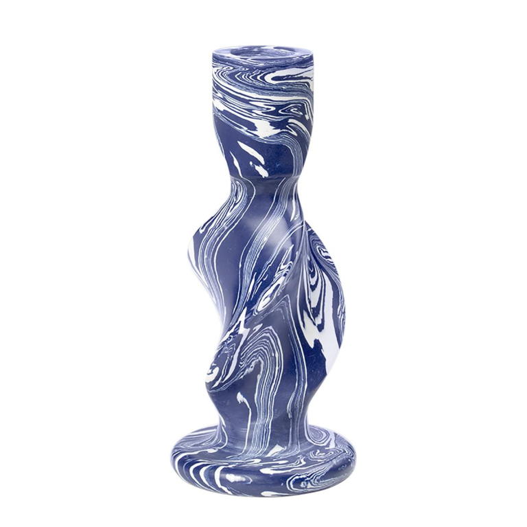 Broste Copenhagen Twist kandelaar intense blue