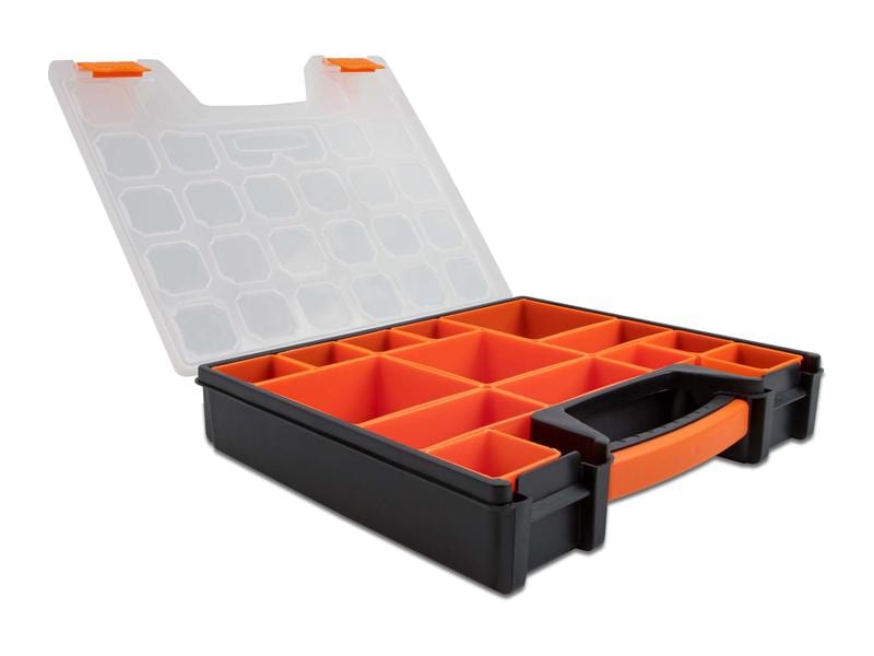 Delock Sortimentskasten Orange / Schwarz 14 Fächer Delock Sortimentsbox mit 14 Fächern 312 x 272 x 60 mm Orange / Schwarz