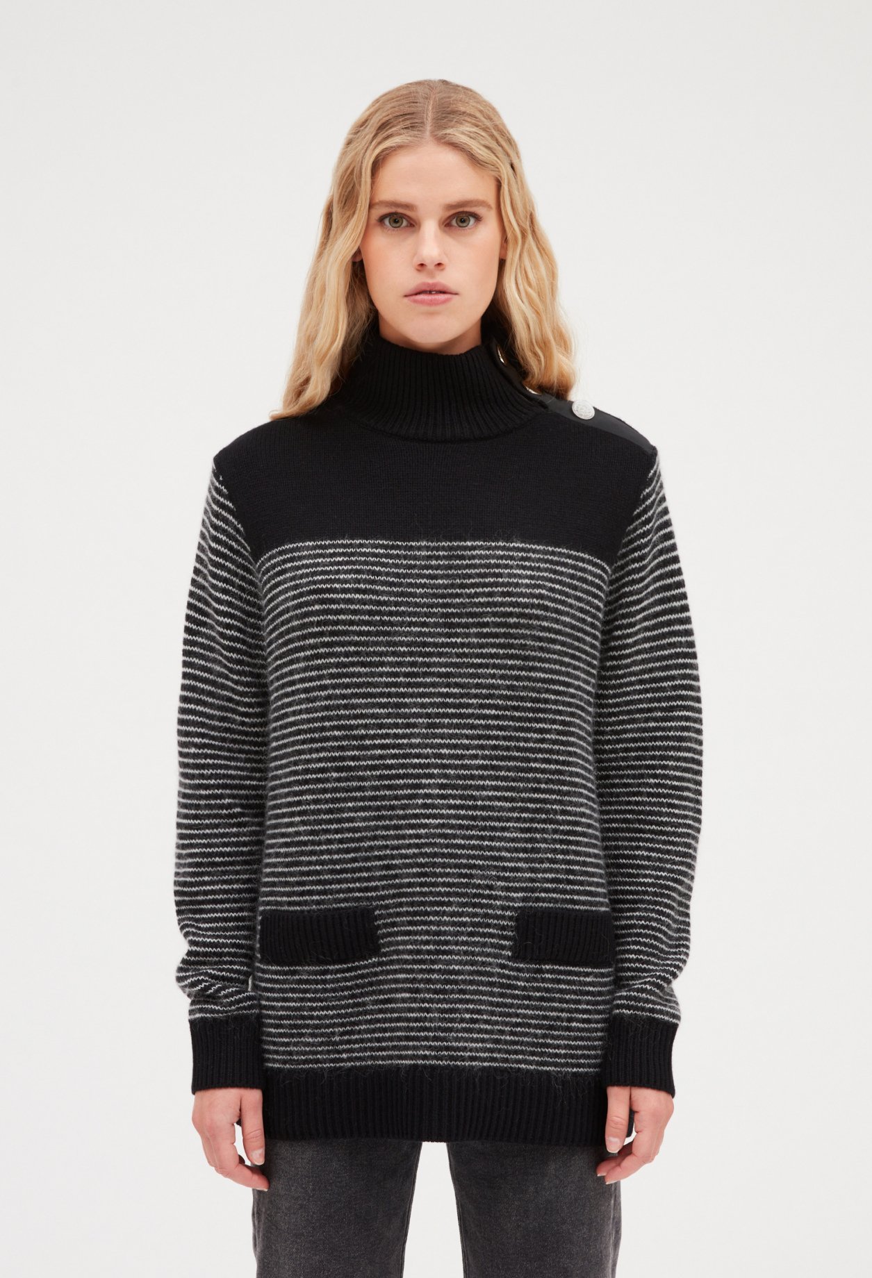 Pull raye maille