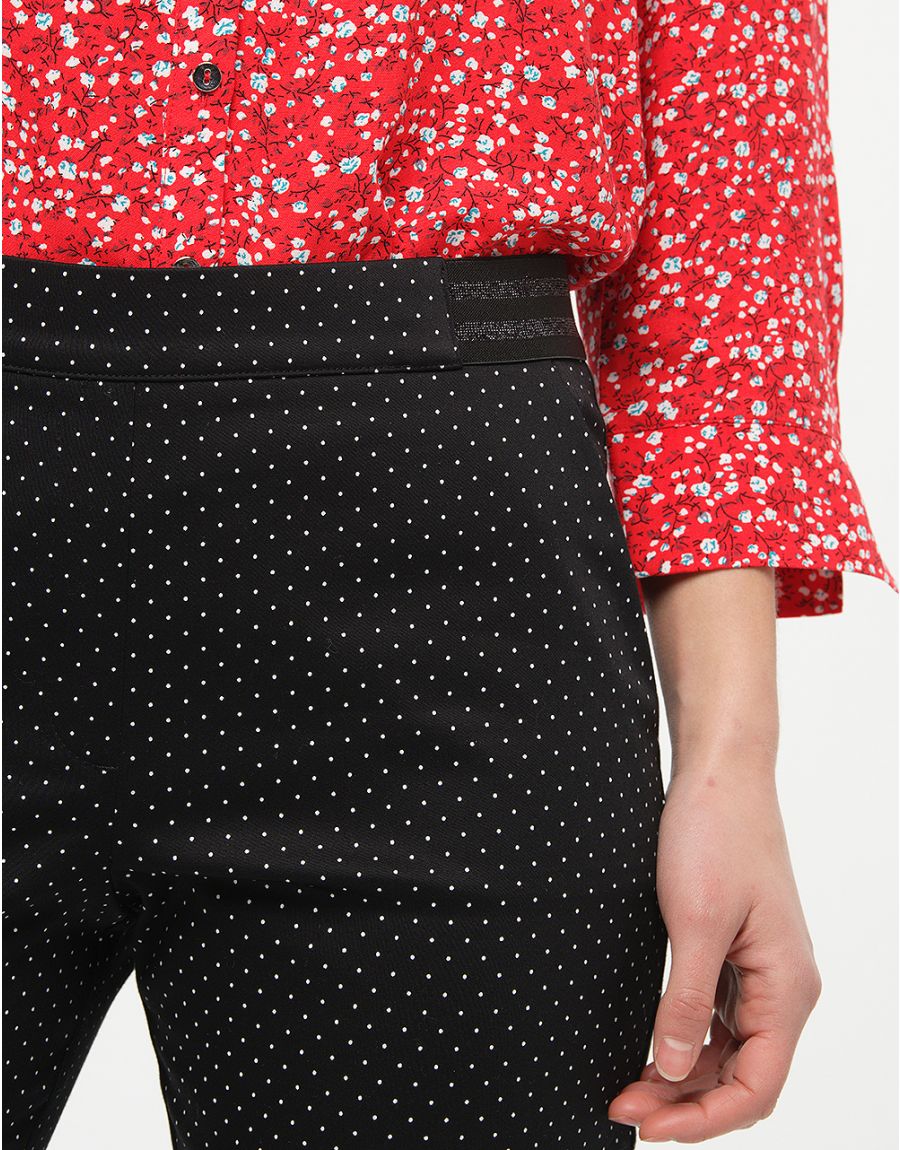 Jegging noir à pois coton