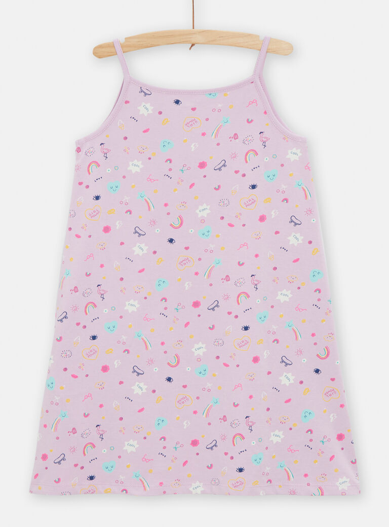 Chemise de nuit violette à bretelles pour fille