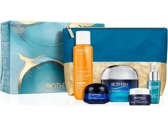 BIOTHERM SET (BLUE THERAPY ACCELERATED CREAM 50ML LIFE PLANKTON ELIXIR 7ML BIOSOURCE TOTAL RENEW OIL 30ML BT EYE 5ML BT NIGHT 15ML BAG)