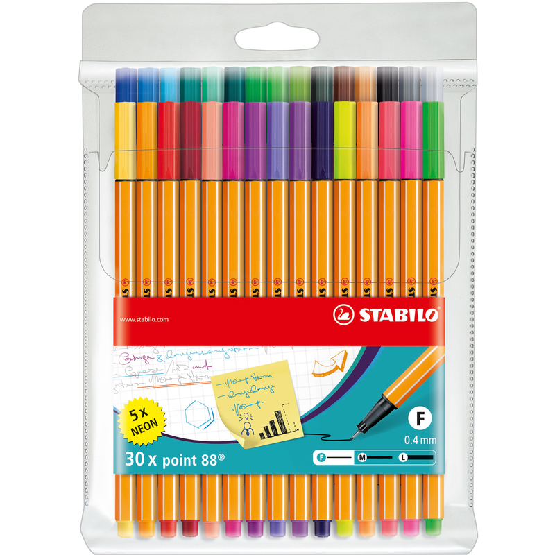 Stabilo Fineliner Point 88, 30er Etui, assortiert
