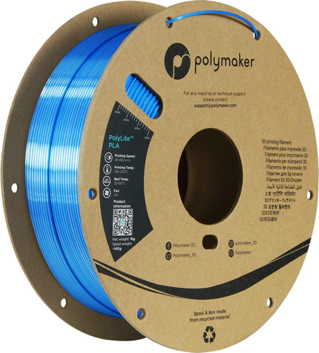 Polymaker  PolyLite Dual Silk PLA Beluga Silver-Blue, 1,75 mm / 1000 g    Zweifarbiges PLA-Filament mit seidigem Finish