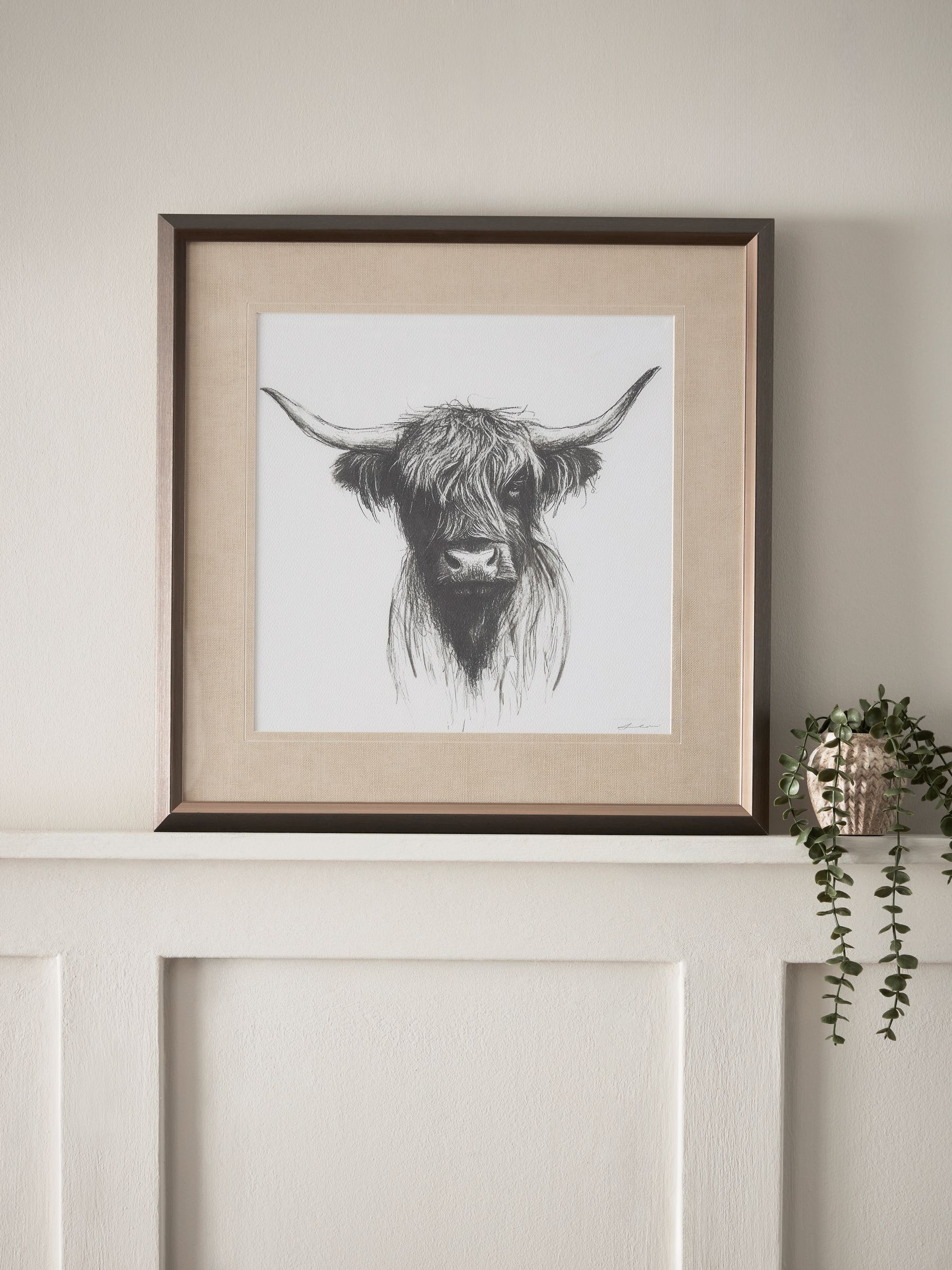 Hamish The Highland Cow wanddecoratie in schetsstijl