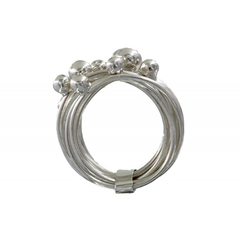 Bague Argent Multiples Anneaux et Billes