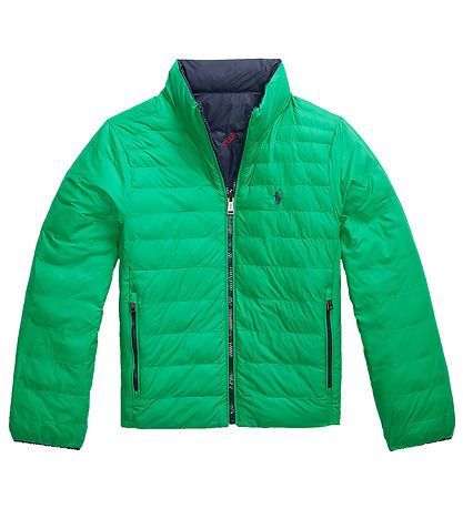 Polo Ralph Lauren Dynejakke - Vendbar -  Grøn/Navy m. Logoer