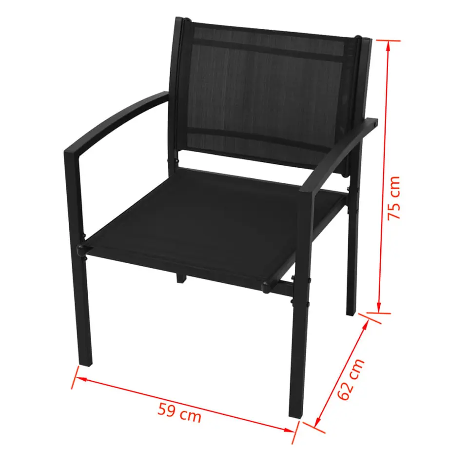 vidaXL - Tuintafel En Stoel - Zwart - Aluminium