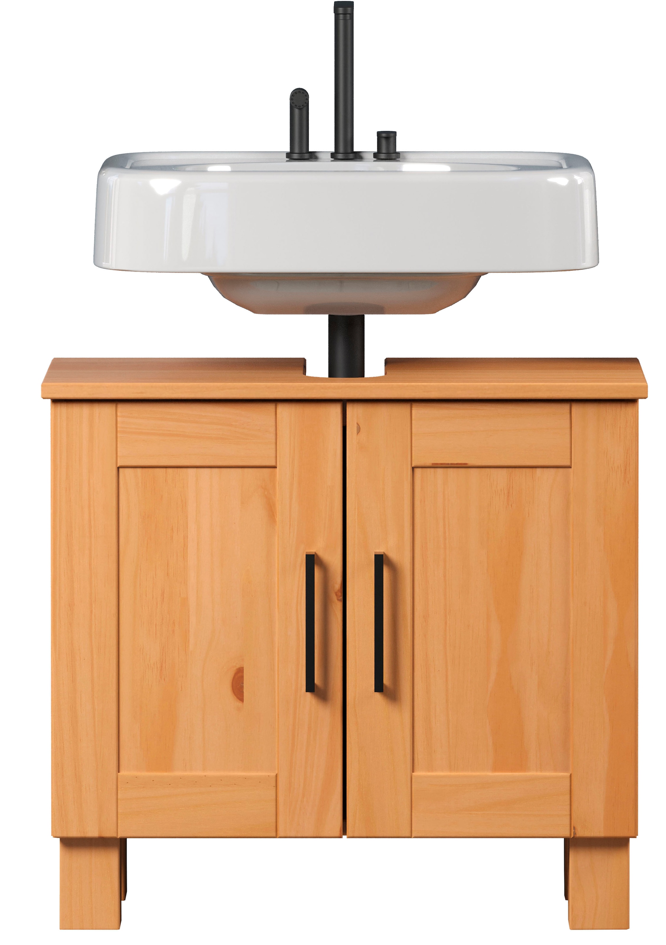 welltime Waschbeckenunterschrank »Ulea« 1 Stk. tlg. Waschtisch aus Massivholz mit Bügelgriffen - Masse (B/T/H) 60/30/80 cm